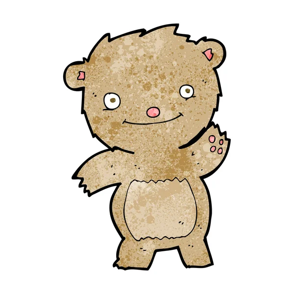 Cartoon waving teddy bear — Stock Vector
