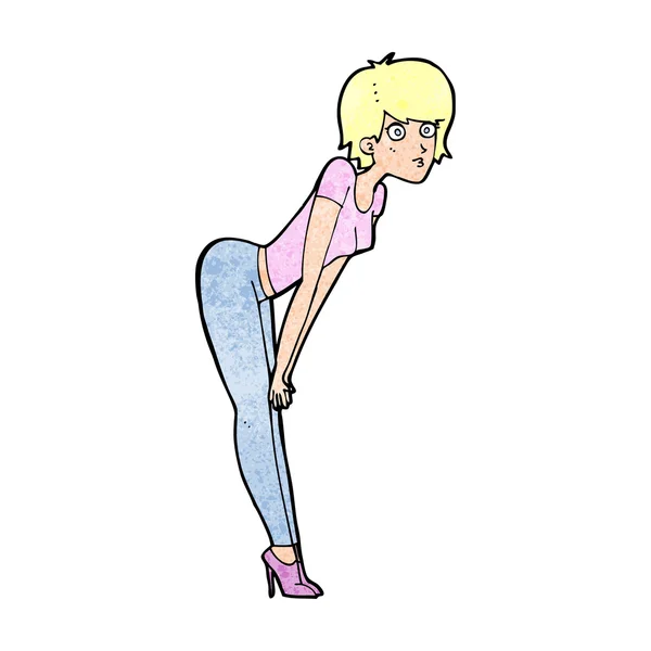 Cartoon-Frau schaut sich etwas an — Stockvektor