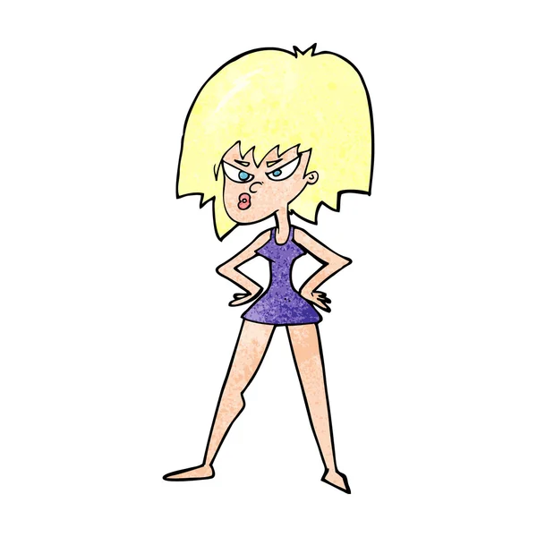 漫画怒っている女性のドレス — ストックベクタ