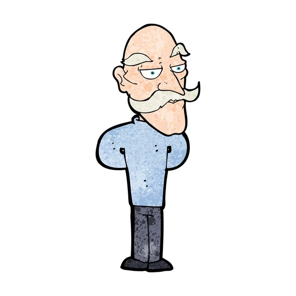 Cartoon oude man met snor — Stockvector