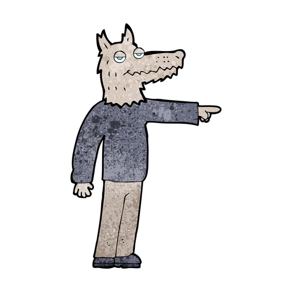 Hombre lobo de dibujos animados señalando — Archivo Imágenes Vectoriales