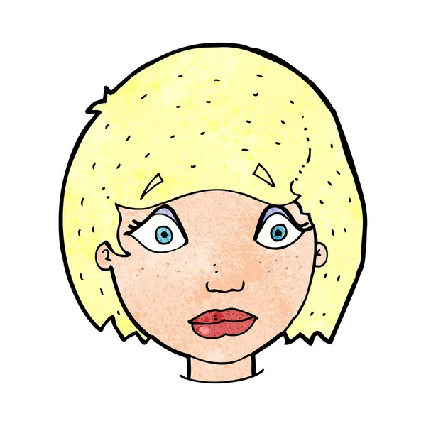 Dibujos animados preocupados cara femenina — Vector de stock