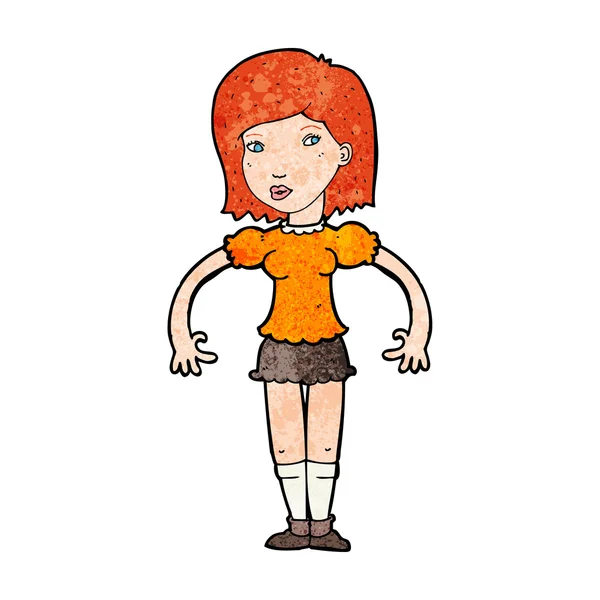 Cartoon vrouw kijken zijwaarts — Stockvector