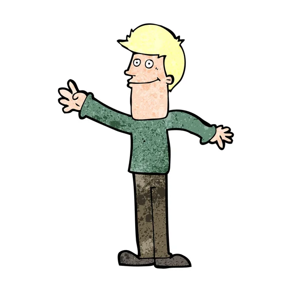 Cartoon happy man waving — Stock Vector