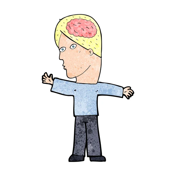 Cartoon man with brain — Stock Vector