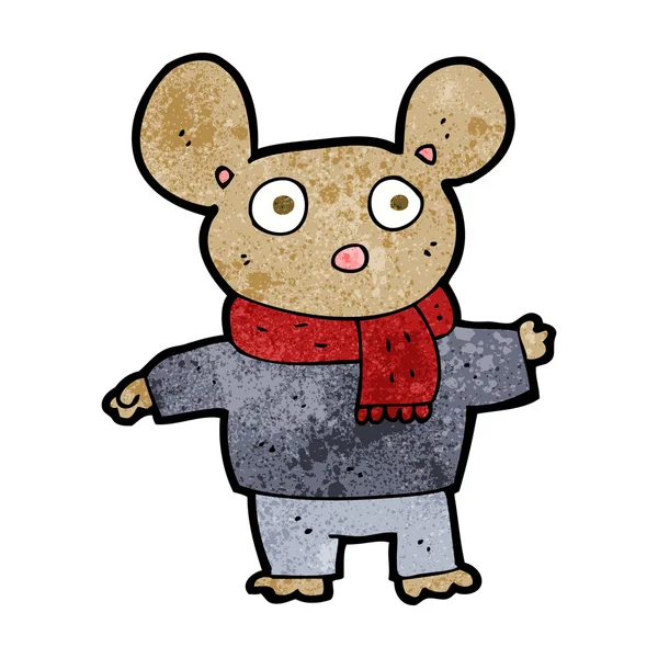 服の中の漫画のマウス — ストックベクタ