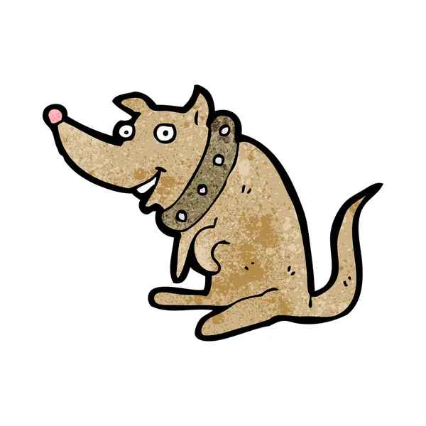 Dibujos animados perro feliz en cuello grande — Vector de stock