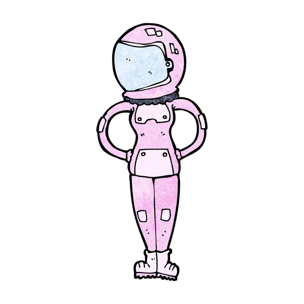 Astronauta mujer de dibujos animados — Vector de stock