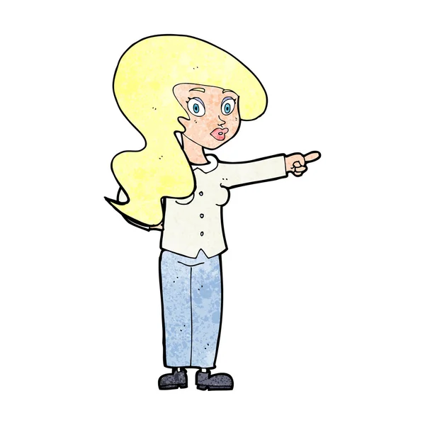 Cartoon mooie vrouw wijzend — Stockvector