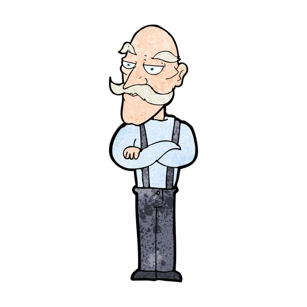 Cartoon verveeld oude man — Stockvector