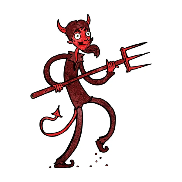Dibujos animados diablo con horquilla — Vector de stock