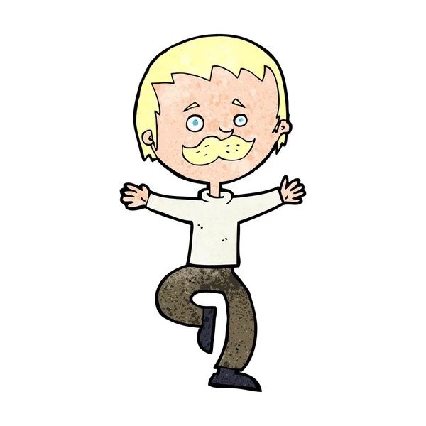 Cartoon dancing man with mustache — Stock Vector