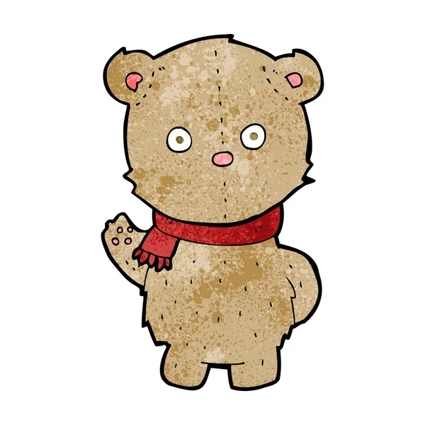 Oso de peluche de dibujos animados con bufanda — Vector de stock