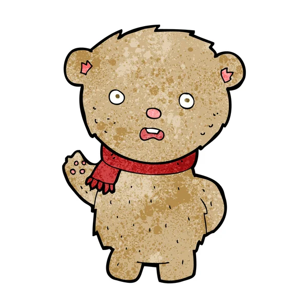 Cartoon teddy bear wearing scarf — Stock Vector