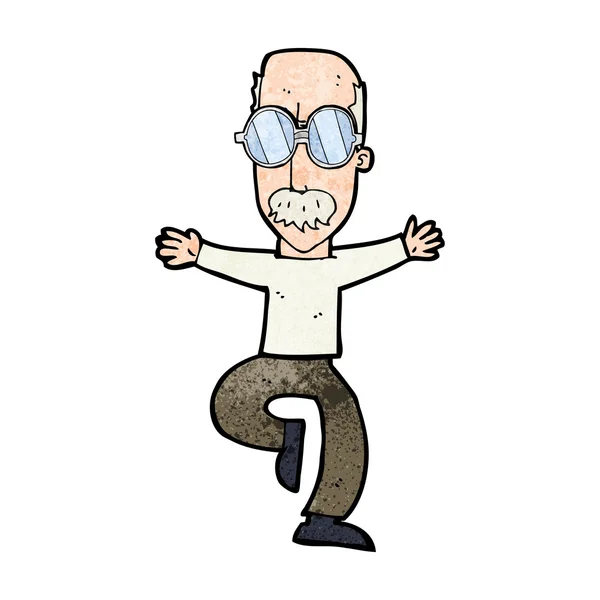 Kreslené starý muž na sobě velké brýle — Stockový vektor