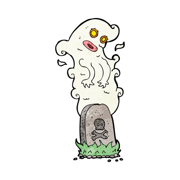 Cartoon ghost rising from grave — Stock Vector