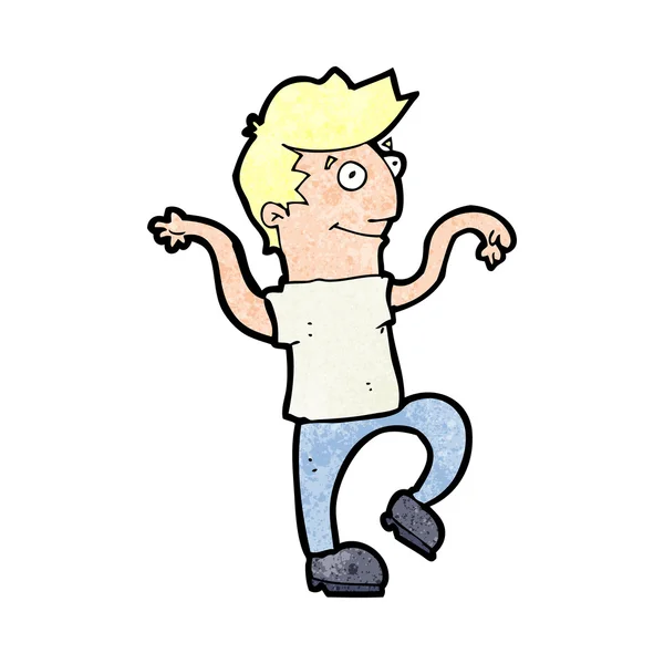 Dibujos animados hombre feliz haciendo baile divertido — Vector de stock