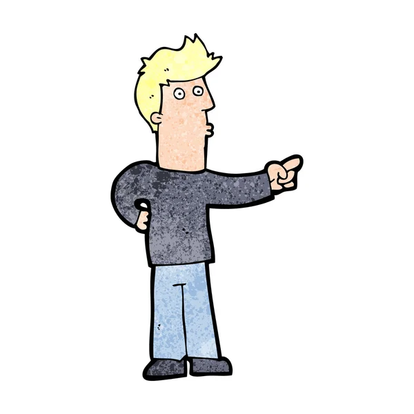 Cartoon curious man pointing — Stock Vector