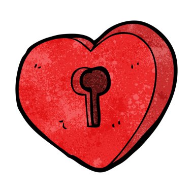 anahtar delikli karikatür kalp