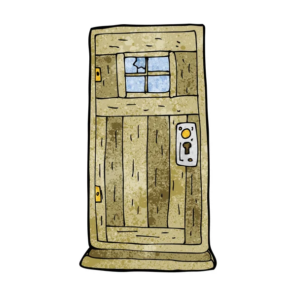 Kartun tua pintu kayu - Stok Vektor