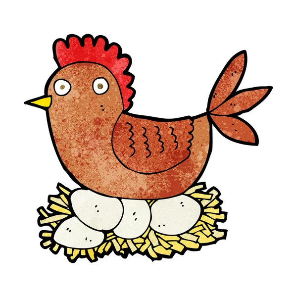 Мультяшная курица на яйцах — стоковый вектор