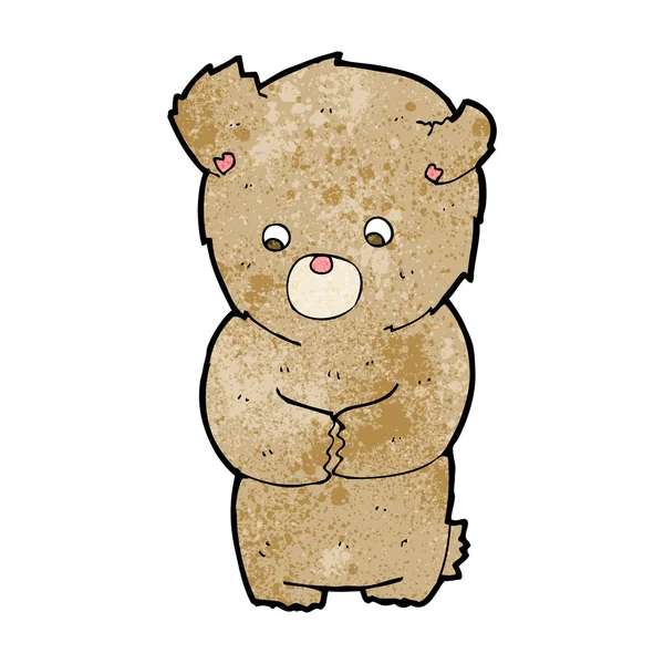 Dibujos animados tímido oso de peluche — Vector de stock