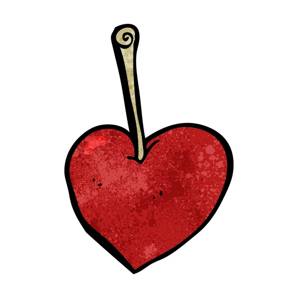 Corazón de dibujos animados cereza — Vector de stock