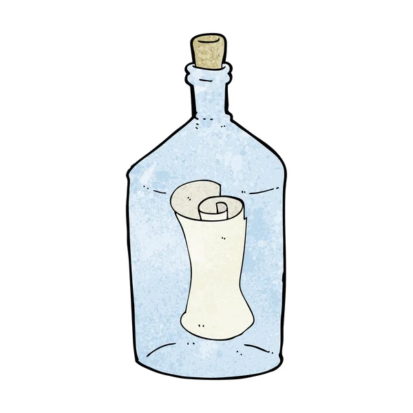 Carta de dibujos animados en botella — Vector de stock