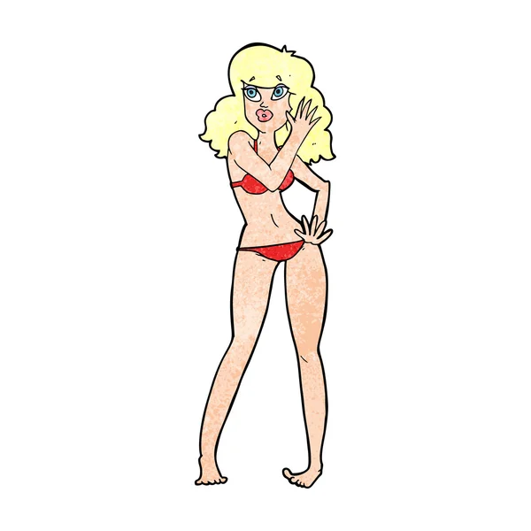 Cartoon mooie vrouw in bikini — Stockvector