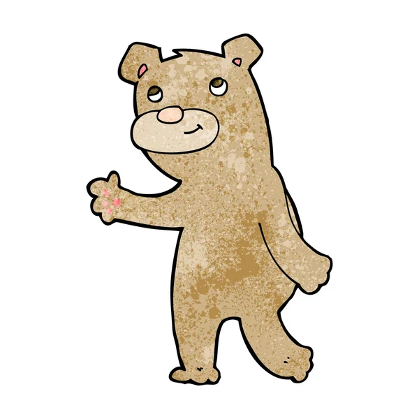 Cartoon happy waving bear — Stock Vector