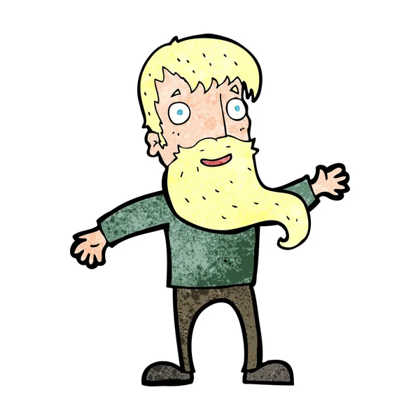 Cartoon man met baard zwaaien — Stockvector