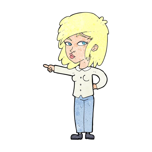 Cartoon woman pointing — Stock Vector