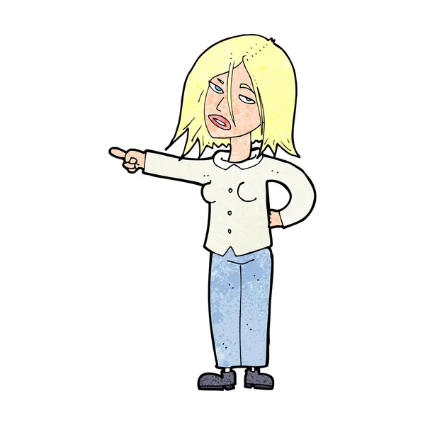 Cartoon kvinna som pekar — Stock vektor