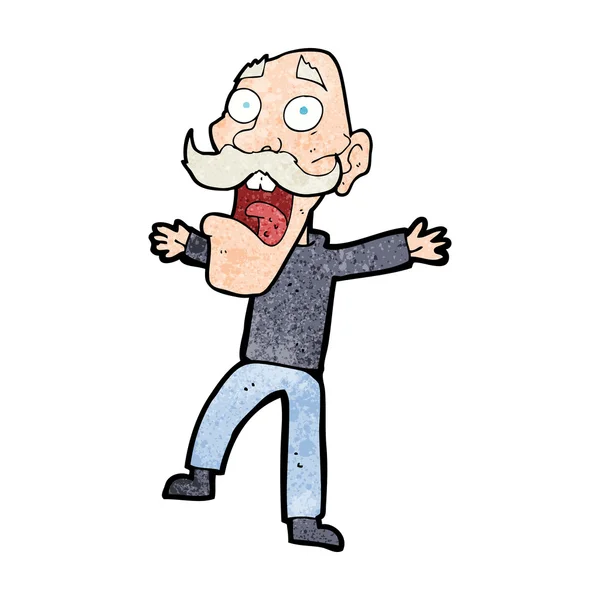 Cartoon geschokt oude man — Stockvector