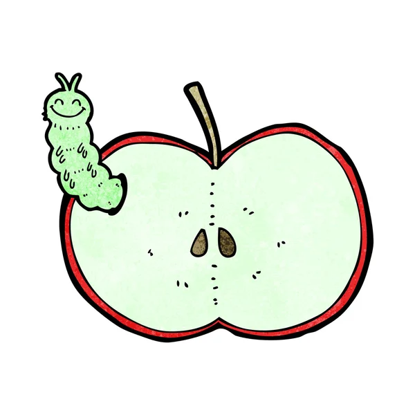 Dibujos animados bicho comer manzana — Vector de stock