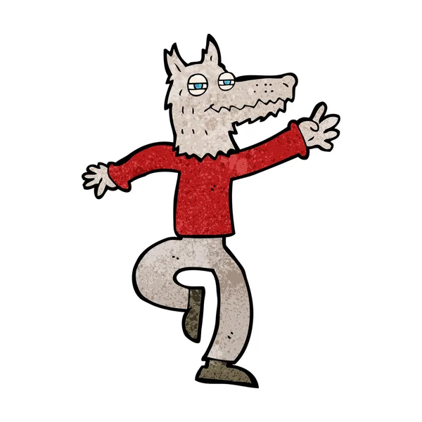 Cartoon happy wolf man — Stock Vector