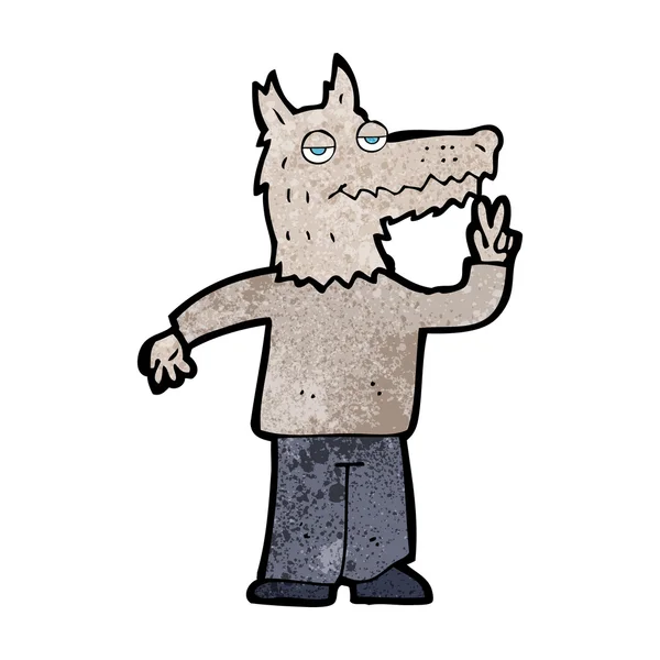 Karikatur glücklicher Wolf Mann — Stockvektor