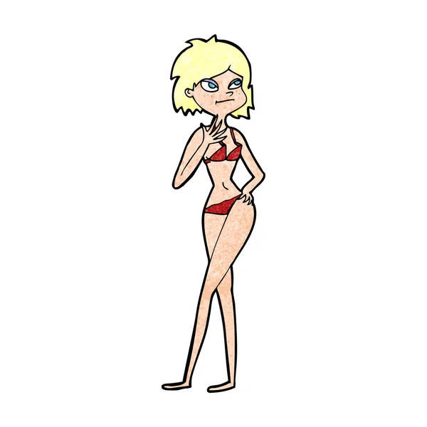 Cartoon vrouw in bikini — Stockvector