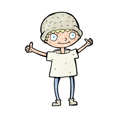 Pozitif tavırlı çizgi film çocuğu.