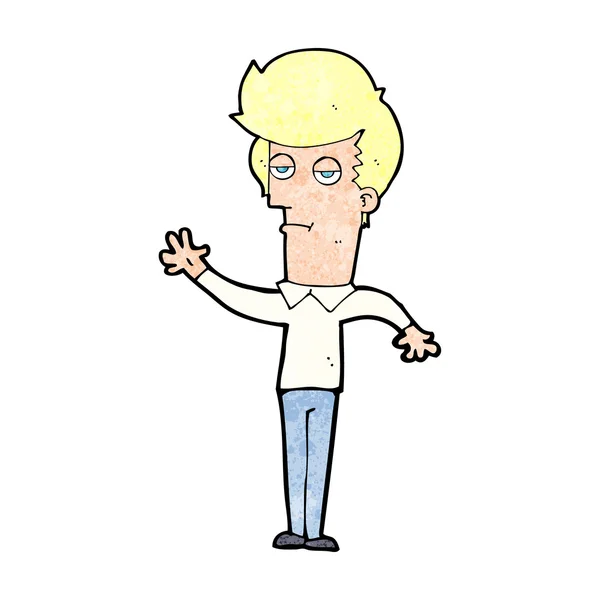 Cartoon verveelde man zwaaien — Stockvector