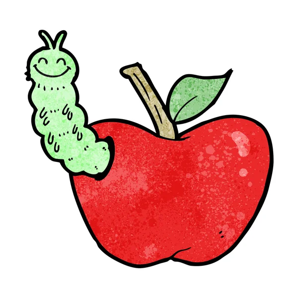 Manzana de dibujos animados con insecto — Archivo Imágenes Vectoriales