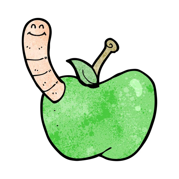 Cartoon-Apfel mit Wurm — Stockvektor