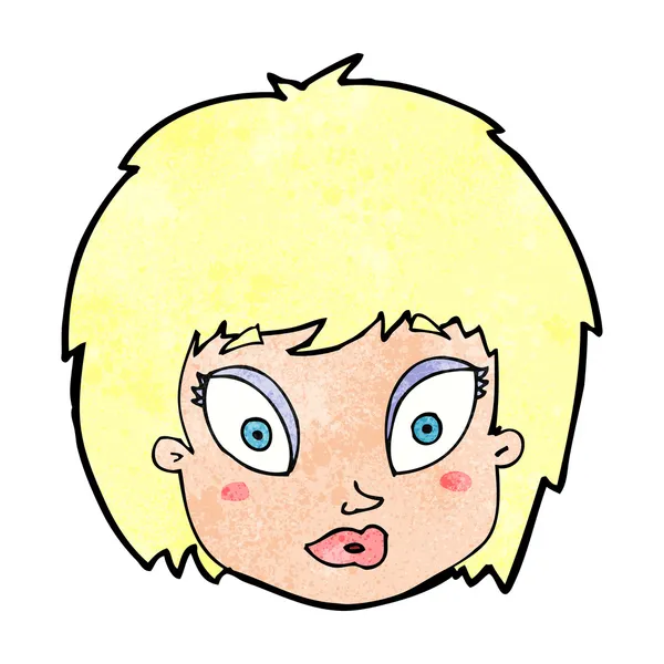 Cartoon surprised female face — Stock Vector