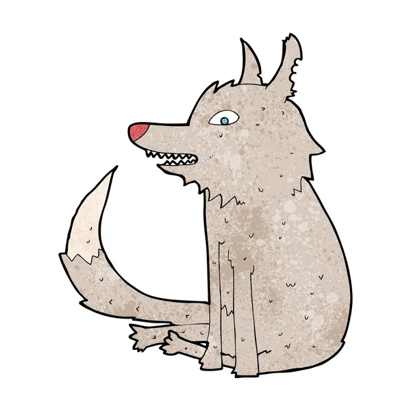 Dibujos animados lobo sentado — Vector de stock