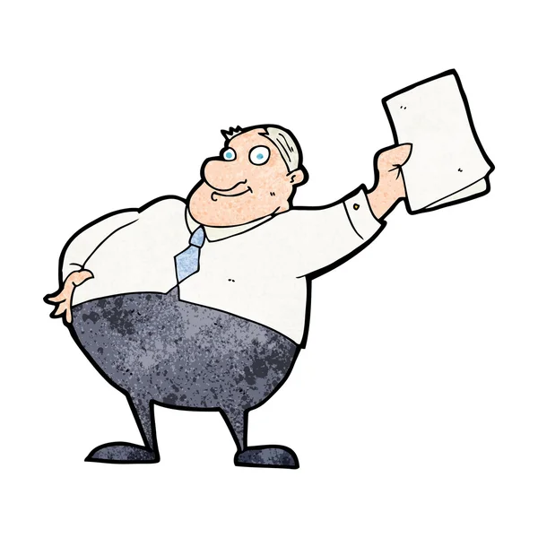 Cartoon boss waving papers — Stock Vector