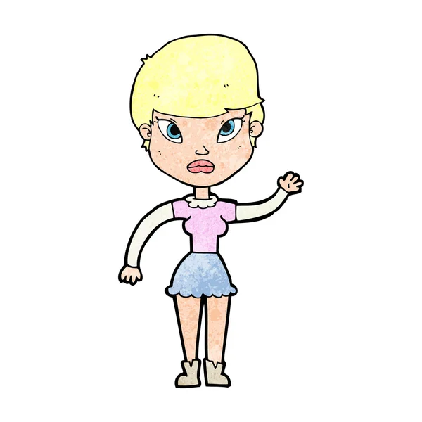 Cartoon vrouw zwaaien — Stockvector