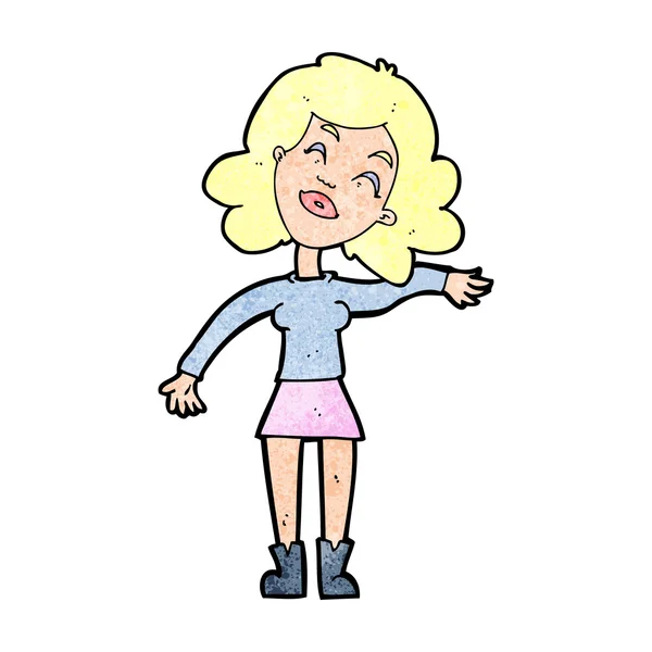 Cartoon vrouw alleen grapjes maken — Stockvector