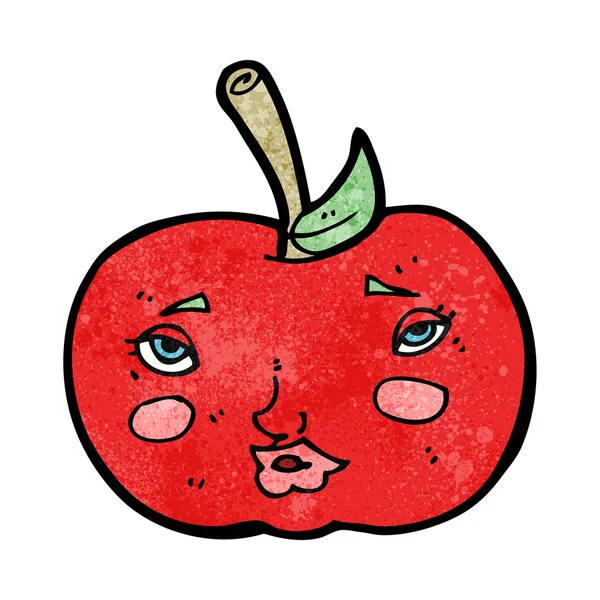 Kreslené jablko s obličejem — Stockový vektor