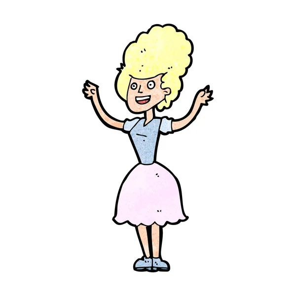 행복 한 1950 년대 여자 만화 — 스톡 벡터