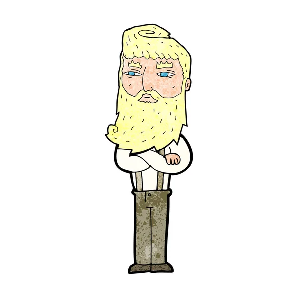 Cartone animato uomo serio con barba — Vettoriale Stock